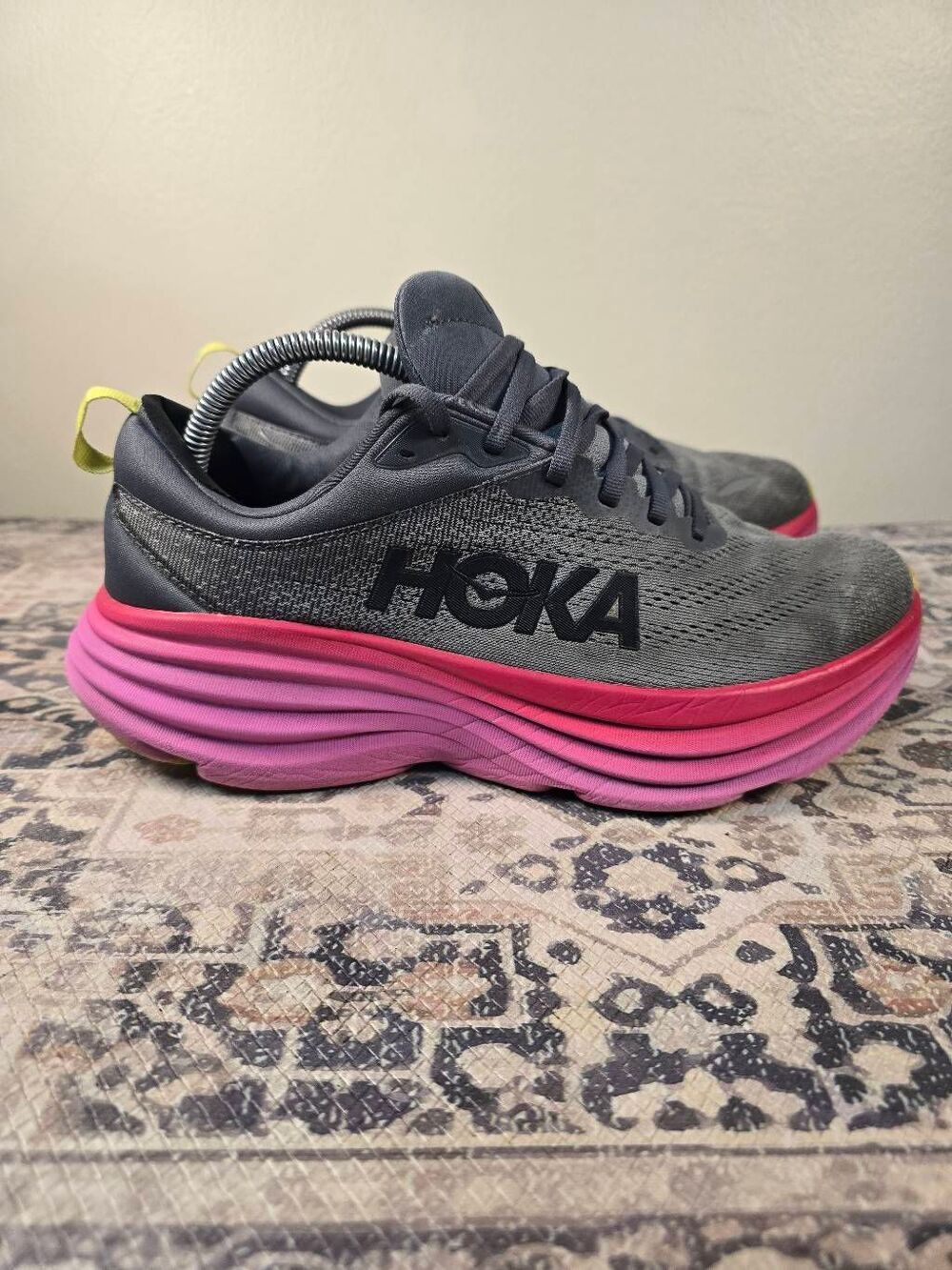 Hoka One Bondi 8 Pink Castlerock Strawberry Women’s Running Shoes Size 10 B